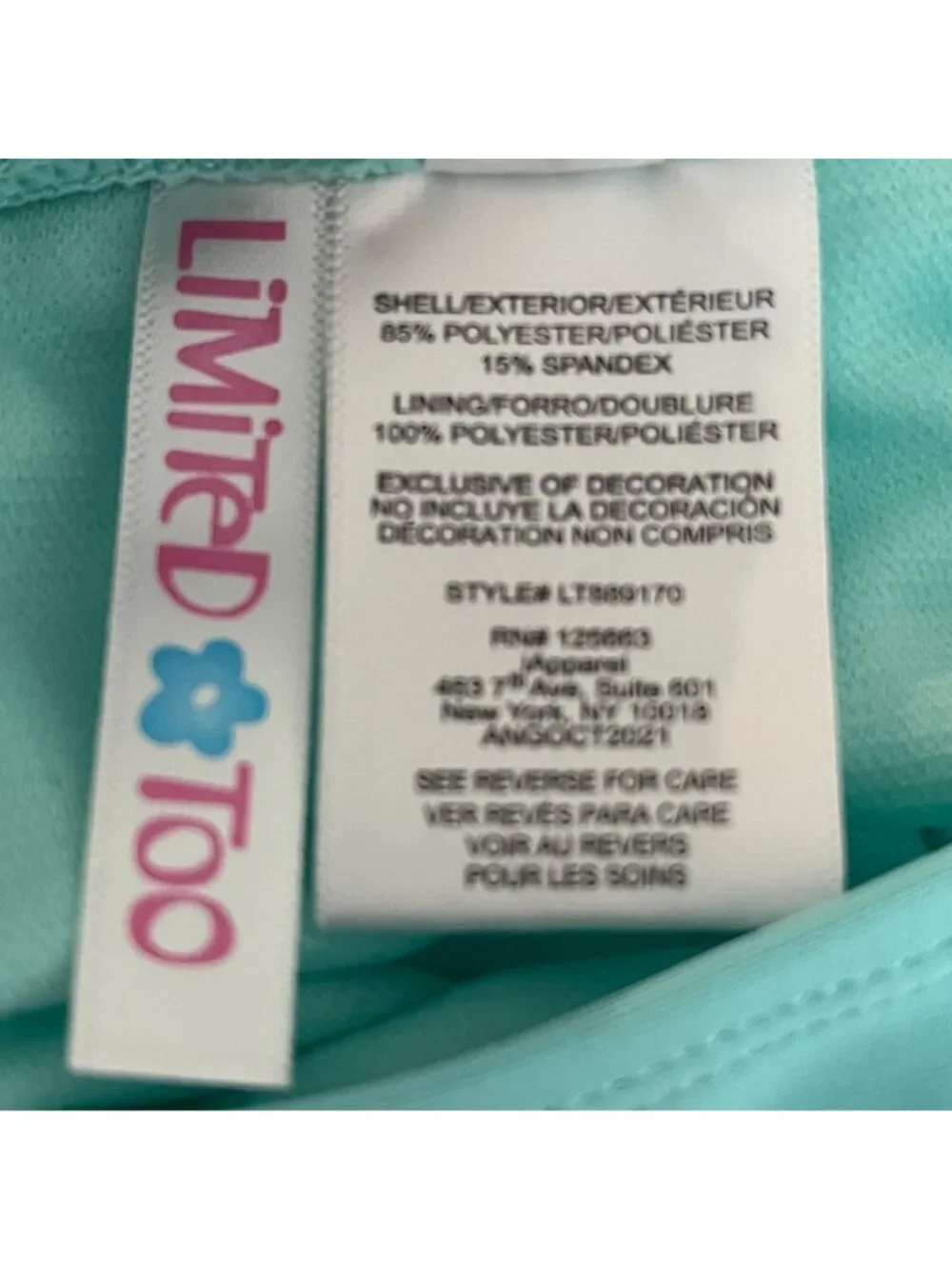Limited Too Girls Size 4 Tankini Swimsuit Tie Dye Turquoise NWT